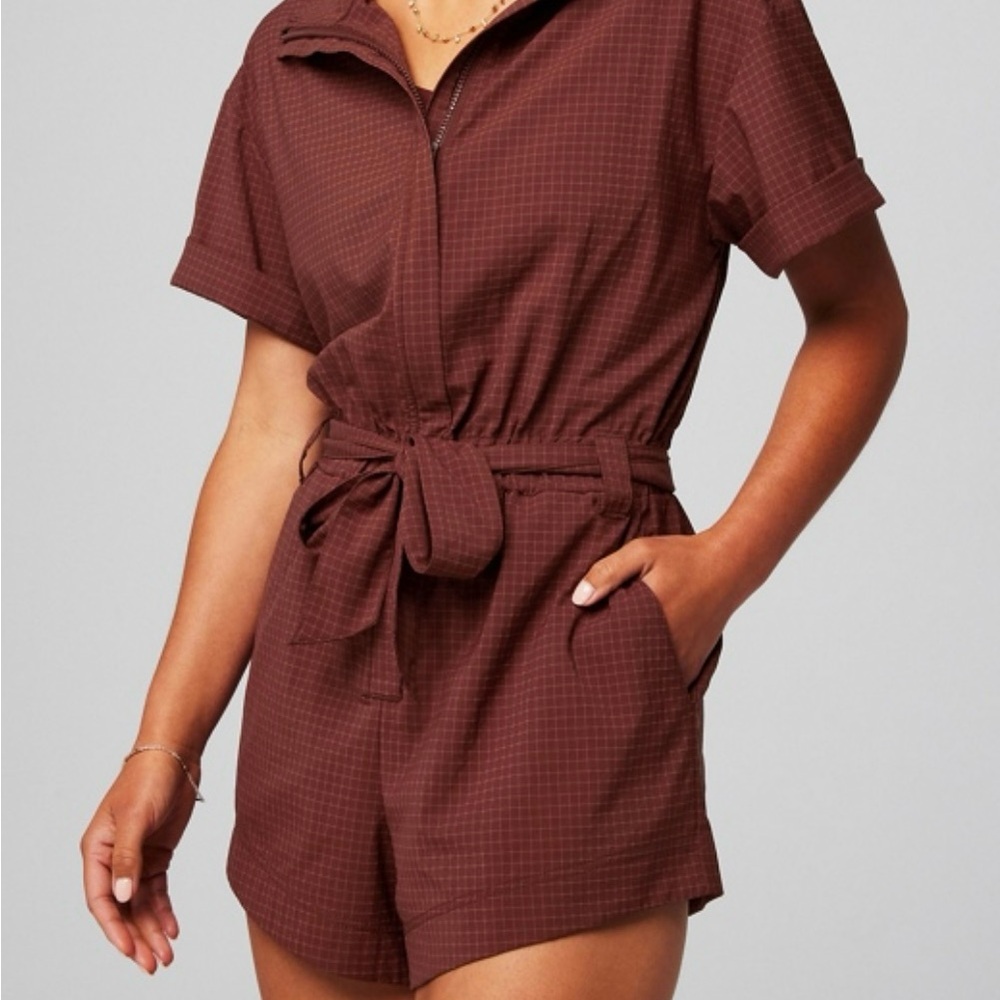 Fabletics Black Grid Pattern Romper - image 2